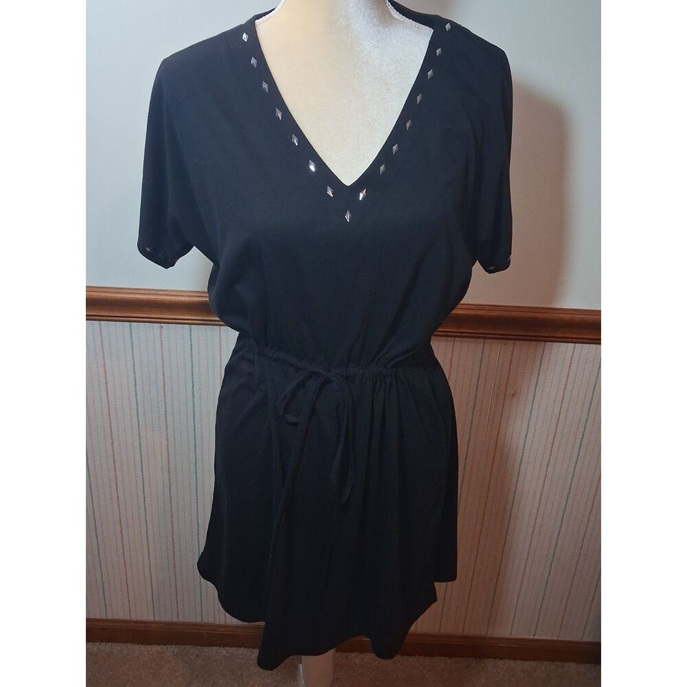 Lady Couture Black Casual Dress accented w/silver studs - Size Medium
